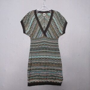 Vintage Missoni Dress Chevron Stripe Knit Y2K‎ 90s Lined Short Sleeve Stretch